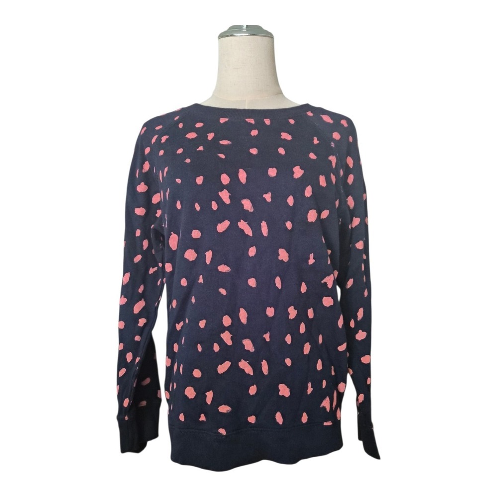 J.Crew Cotton Terry Sweatshirt Painter's Leopard Print Navy Pink Size‎ Small